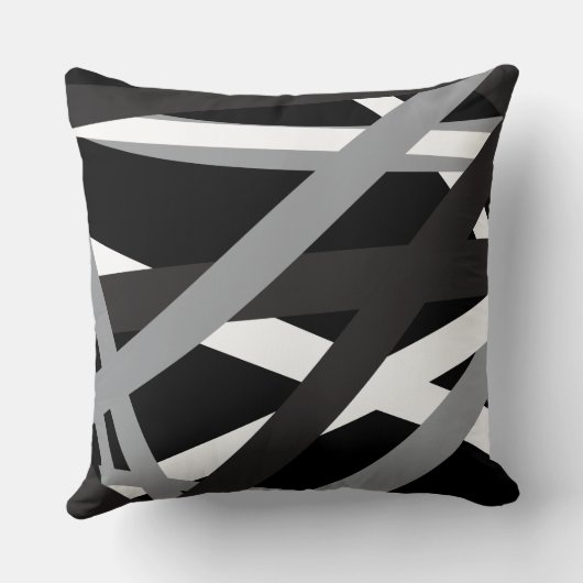 灰色の黒のストライプのデザインのレトロの装飾用クッション クッション (裏面)