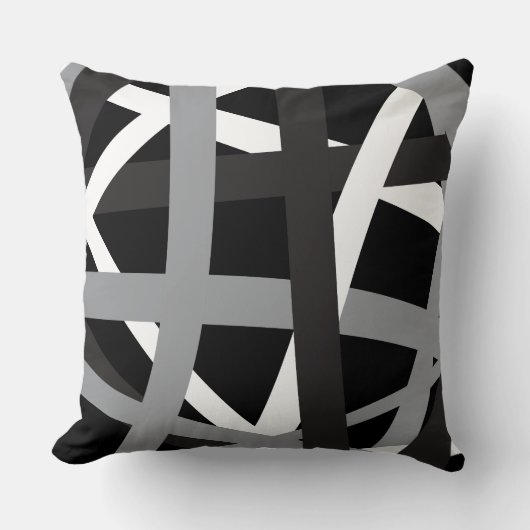 灰色の黒のストライプのデザインのレトロの装飾用クッション クッション (正面)