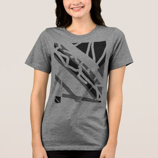 灰色の黒の斜め形状抽象芸術アートMCMルック トライブレンドTシャツ (正面)