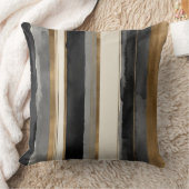 灰色の黒ベージュと金ゴールドストライプ クッション (ブランケット)