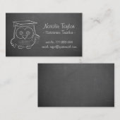 灰色の黒板のかわいいフクロウの落書きの代用教員 名刺 (正面/裏面)