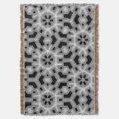 灰色の黒+白の幾何学的パターンNoColor #9 スローブランケット (正面縦)