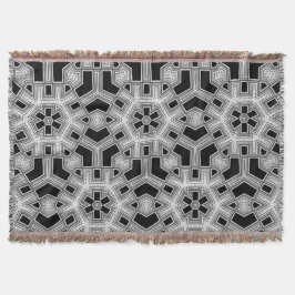 灰色の黒+白の幾何学的パターンNoColor #9 スローブランケット
