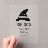 灰色の黒RIP 30の40歳の誕生日の魔女の帽子 アクリル招待状 (インサイチュ (ポータブル))