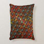 灰色の「枠付き目」、グレーズ、正方形または赤い格子 アクセントクッション (正面(垂直))