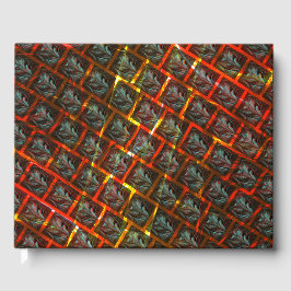 灰色の「枠付き目」、グレーズ、正方形または赤い格子 ゲストブック