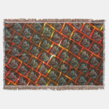 灰色の「枠付き目」、グレーズ、正方形または赤い格子