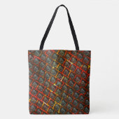 灰色の「枠付き目」、グレーズ、正方形または赤い格子 トートバッグ (正面)
