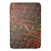 灰色の「枠付き目」、グレーズ、正方形または赤い格子 バスマット (正面縦)