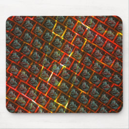 灰色の「枠付き目」、グレーズ、正方形または赤い格子 マウスパッド