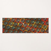 灰色の「枠付き目」、グレーズ、正方形または赤い格子 ヨガマット (正面(横))