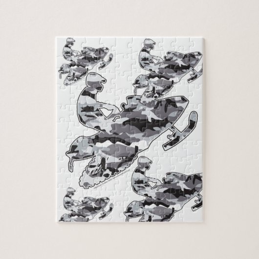 灰色のCamoflage Snowmobiler ジグソーパズル (縦)