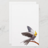 灰色のCockatielの文房具 便箋 (正面/裏面)