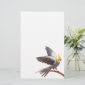灰色のCockatielの文房具 便箋 (スタンド正面)