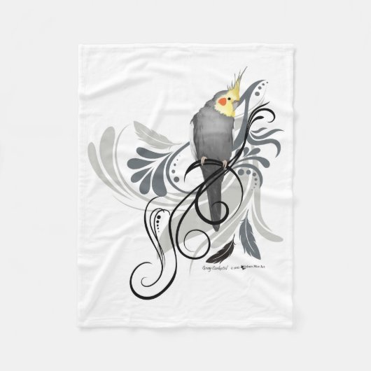 灰色のCockatiel毛布 フリースブランケット (正面)