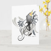 灰色のCockatiel カード (黄色い花)