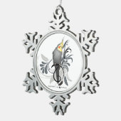 灰色のCockatiel スノーフレークピューターオーナメント (右)