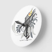 灰色のCockatiel ラウンド壁時計 (傾斜)