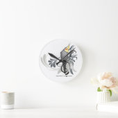 灰色のCockatiel ラウンド壁時計 (ホーム)