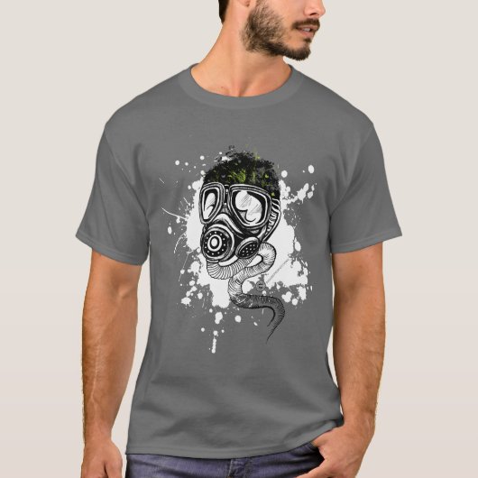 灰色のGasmask及び自然 Tシャツ (正面)
