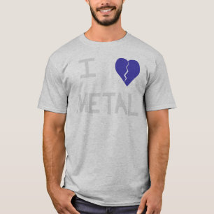灰色のIハートの金属の白 Tシャツ