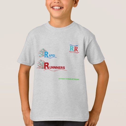 灰色のrapidrunnersのロゴのワイシャツ! tシャツ (正面)