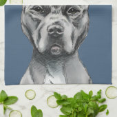 灰色のStalkyピット・ブル犬のスケッチ キッチンタオル (折り畳み)