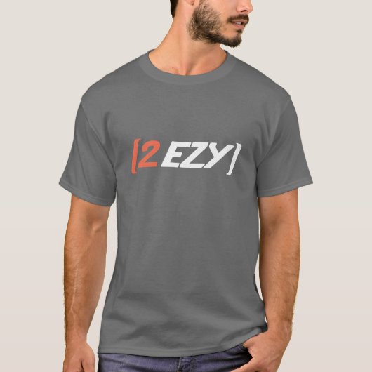 灰色のTシャツの2つのEZYの人のロゴの白いオレンジ Tシャツ (正面)
