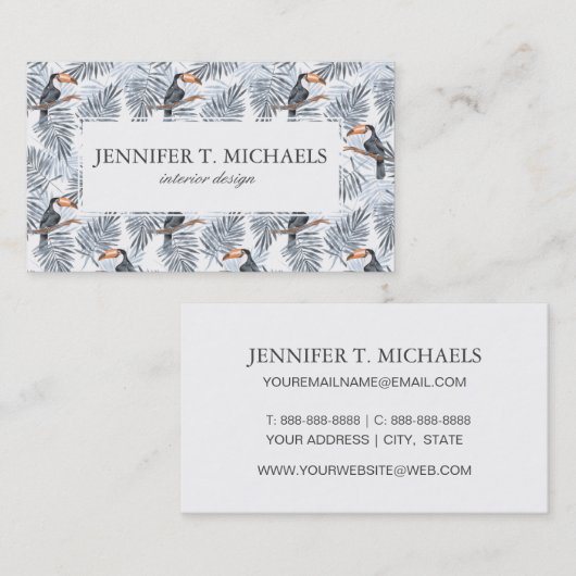 灰色のToucan |はあなたの名前を加えます 名刺 (正面/裏面)