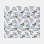 灰色のToucan フリースブランケット (正面(横))