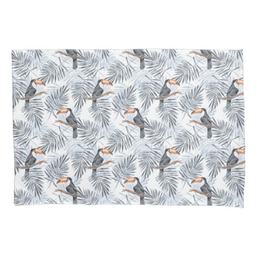 灰色のToucan 枕カバー (正面左)