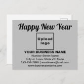 灰色はがき上の年末年始の挨拶 ポストカード (正面/裏面)