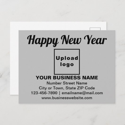 灰色はがき上の年末年始の挨拶 ポストカード (正面/裏面)