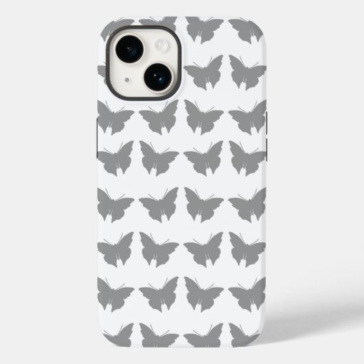 灰色はっきりしたモダン蝶 Case-Mate iPhoneケース (裏面)
