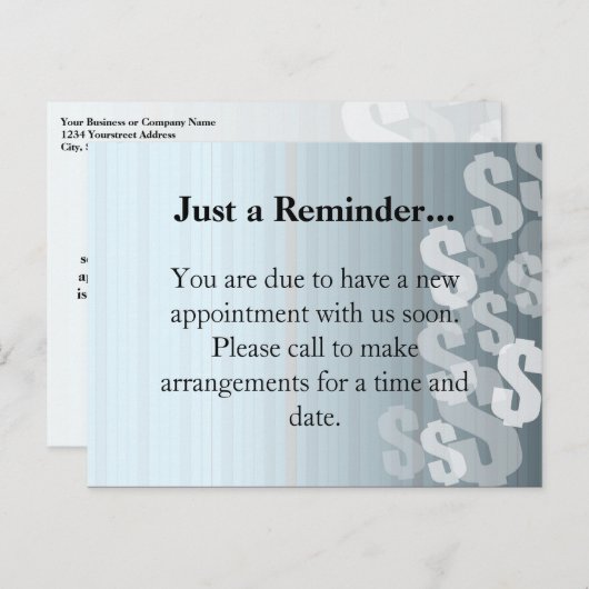 灰色はドル記号の財政のデザインを影で覆います 案内ポストカード (正面/裏面)