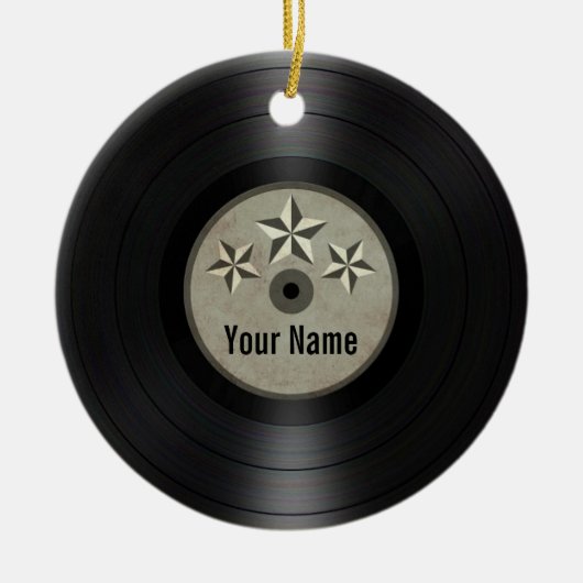 灰色はパーソナライズなレコードのアルバムを主演します セラミックオーナメント (正面)