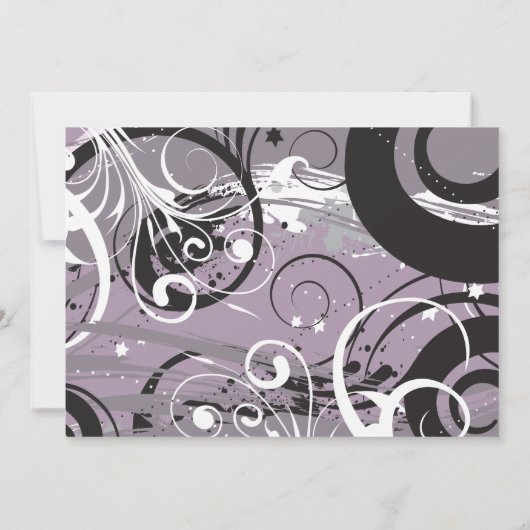 灰色はユダヤ人の結婚式招待状渦巻きます 招待状 (裏面)