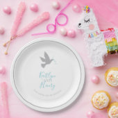 灰色は結婚飛ぶ鳥の水のブルーリボンの潜りました ペーパープレート (パーティー)