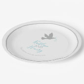 灰色は結婚飛ぶ鳥の水のブルーリボンの潜りました ペーパープレート (アングル)