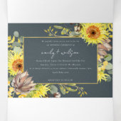灰色ひまわりユーカリ水カラーフローラ結婚ス 三つ折り招待状 (内部中)