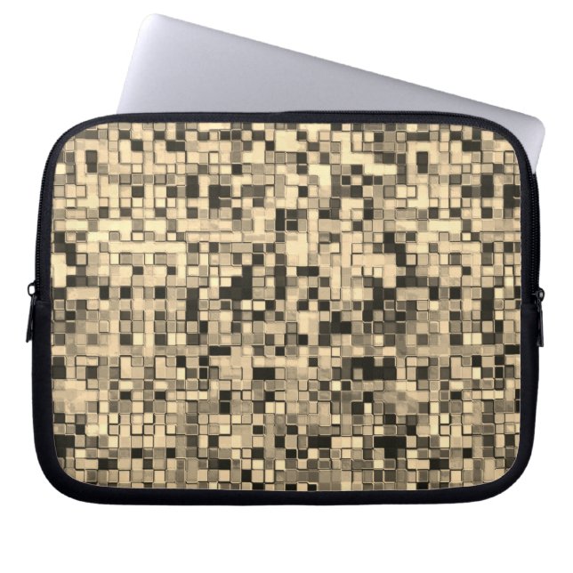 灰色ぼやけの色の付いたベージュまたは黄金のタイル ラップトップスリーブ (正面)