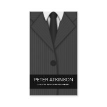 灰色または灰色のピンストライプのスーツ垂直の会計士