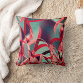 灰色または青の霧雨の多いイメージの上に赤い縞が流れる クッション (ブランケット)