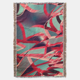 灰色または青の霧雨の多いイメージの上に赤い縞が流れる スローブランケット