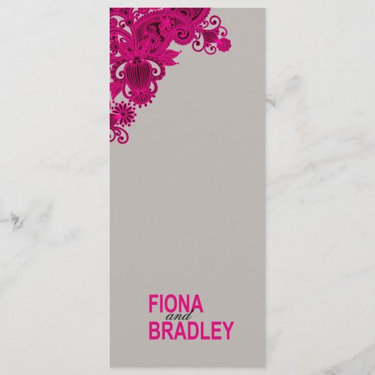 灰色アステカなペイズリーの夕食メニュー暗い赤紫色 メニュー (裏面)