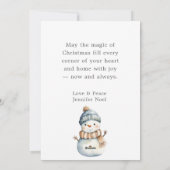 灰色アーチ写真雪だるまクリスマス シーズンカード (裏面)