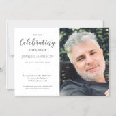 灰色エレガントお祝いの生涯の葬儀写真 マグネット招待状 (正面)