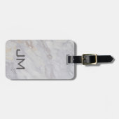 灰色エレガントとベージュの大理石デザイン ラゲッジタグ (正面横)