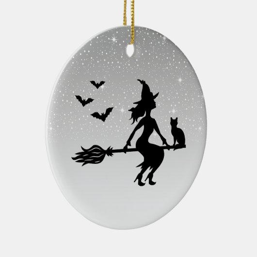 灰色エレガントと黒のハロウィンの魔女 セラミックオーナメント (右)