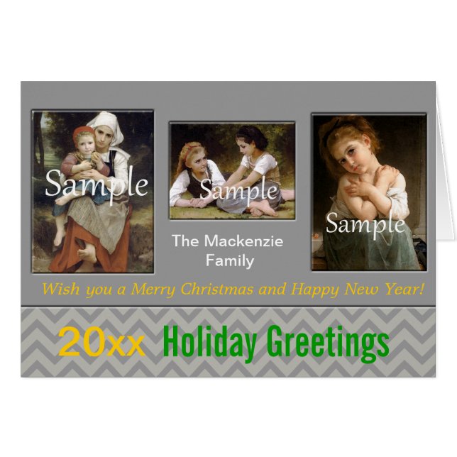 灰色エレガントのシェブロンの休日，クリスマス，新年 (正面横)